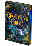 Book cover of 'Becoming Hook' by Mary Mecham with decorative elements and text.