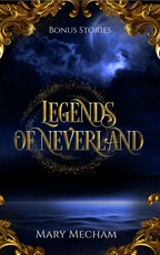 Book cover of 'Legends of Neverland' with gold decorative elements and a dark, mystical background.