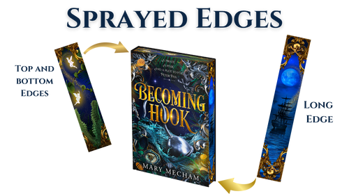 Book titled 'Becoming Hook' by Mary Mecham with spray edges displayed on a white background.